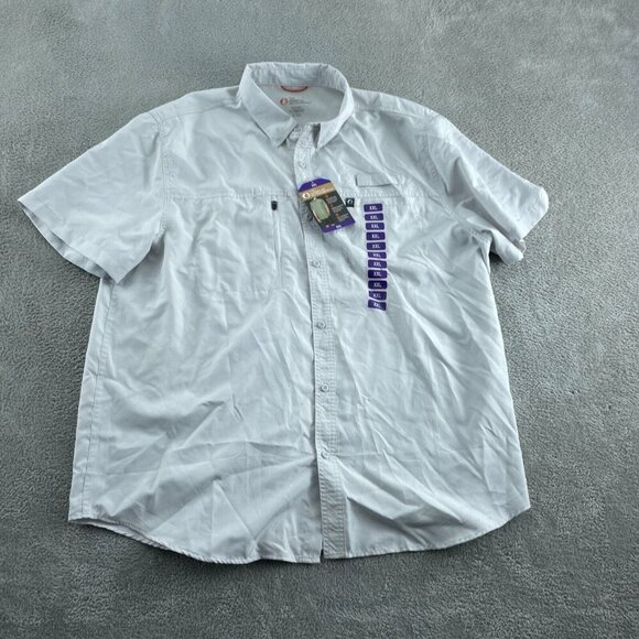 Mens White Short Sleeve Button-Up Shirt XXL 100% Polyester NWT 5819 - Picture 1 of 8